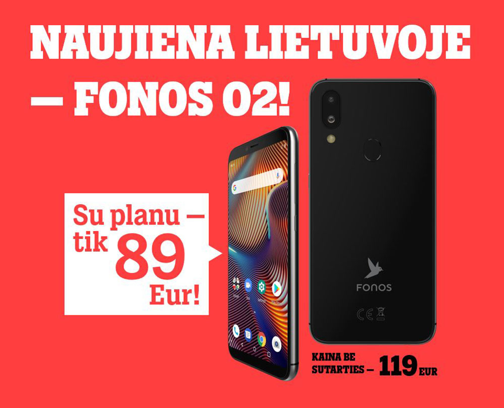 Telekomunikacijų bendrovė „Tele2“ pristato naujieną – pagal lietuvių užsakymą sukurtą naujos kartos išmanųjį telefoną „Fonos O2“. Šį, ypač patrauklios kainos, telefoną įsigyti galima tik operatoriaus salonuose arba internetinėje parduotuvėje www.tele2.lt.