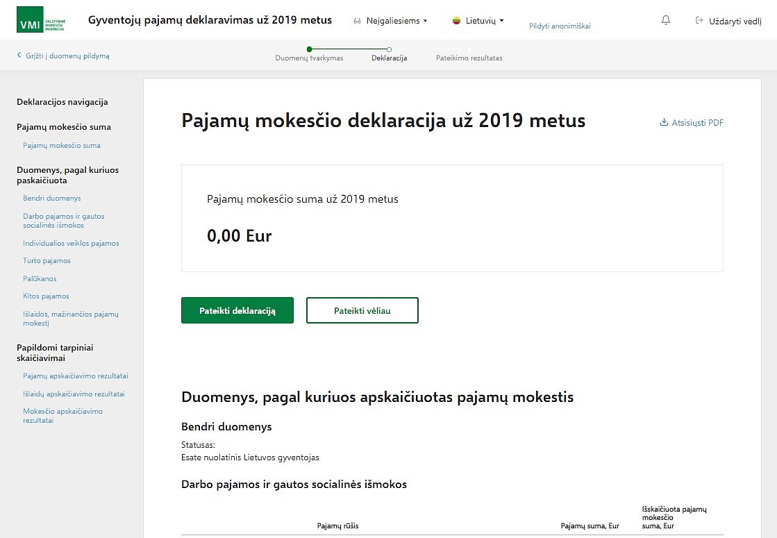 Visi gyventojai nuo trečiadienio jau gali deklaruoti 2019-ųjų pajamas. Dėl koronaviruso paskelbto karantino šiemet deklaravimo pradžia vėluoja maždaug mėnesį.