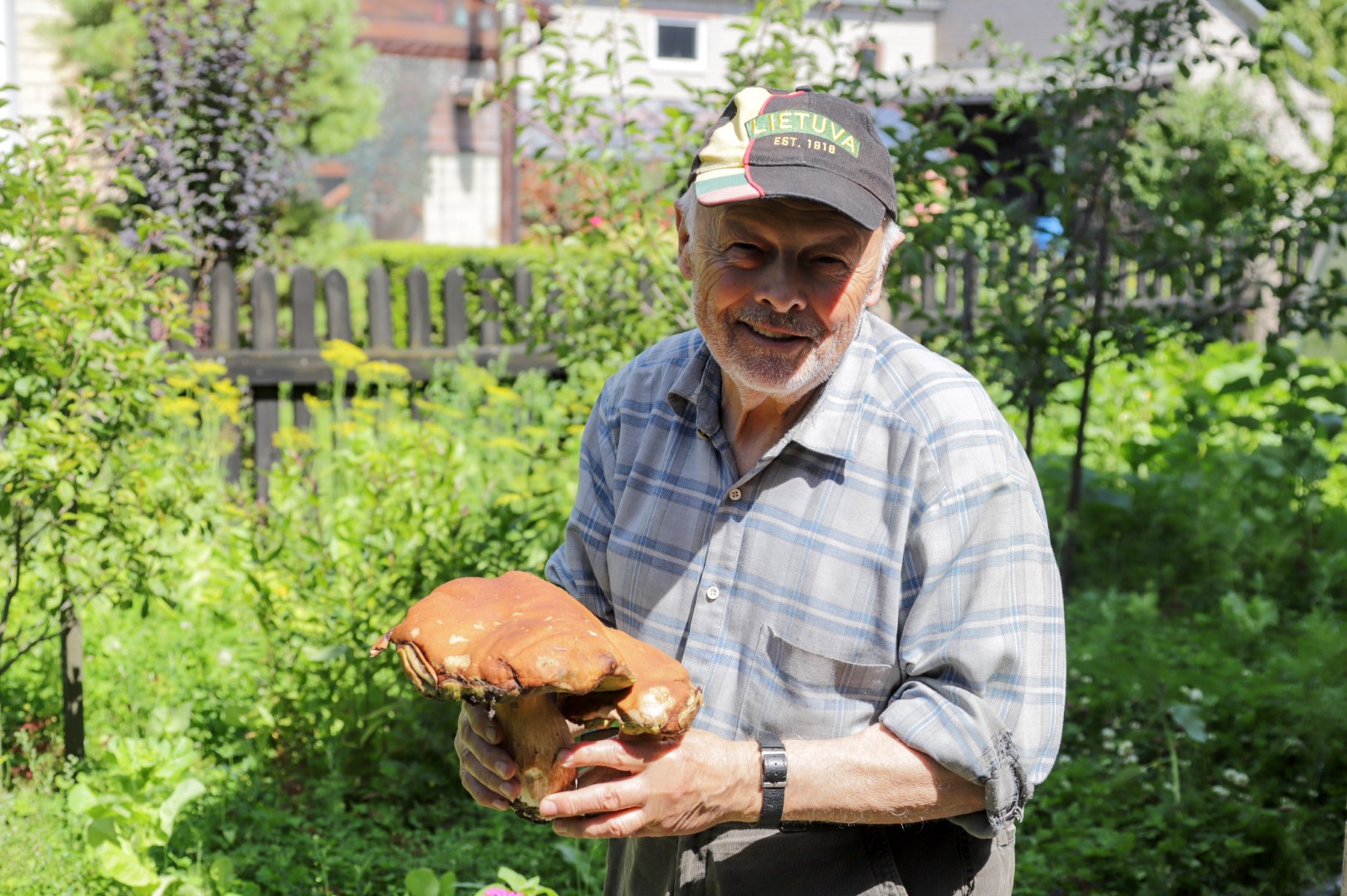 Patyręs grybautojas Dovydas Darmurus šį sezoną jau džiaugiasi neeiliniu laimikiu – net 800 g sveriančiu baravyku.